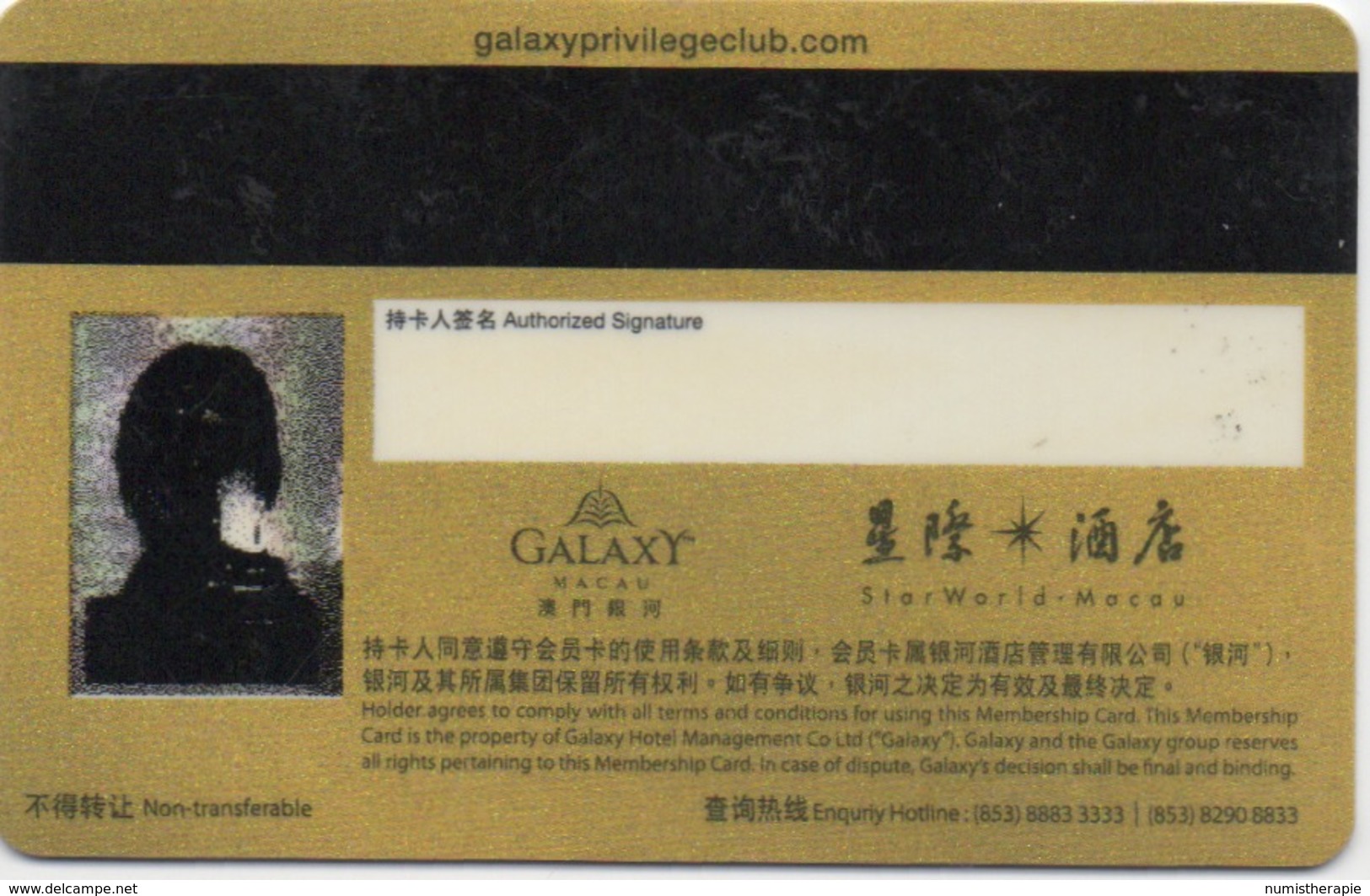 Carte De Membre Casino : Galaxy & StarWorld : Macau Macao - Cartes De Casino