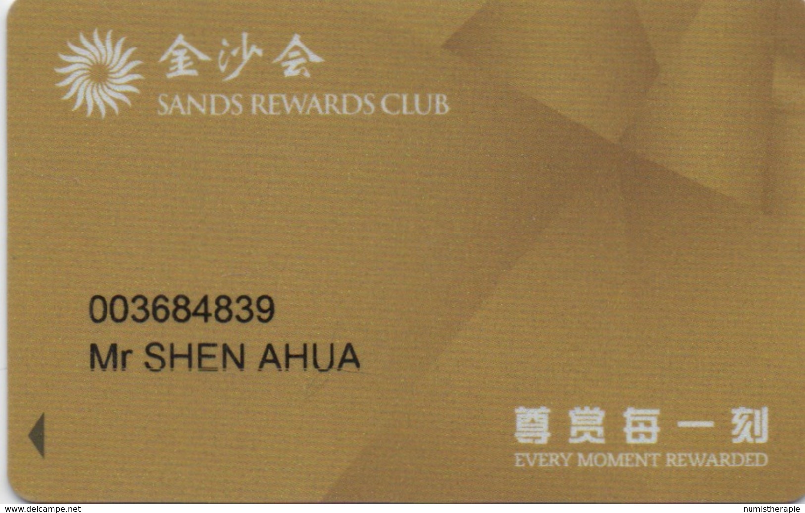 Carte De Membre Casino : Sands & Plaza & Venetian : Macau Macao - Cartes De Casino