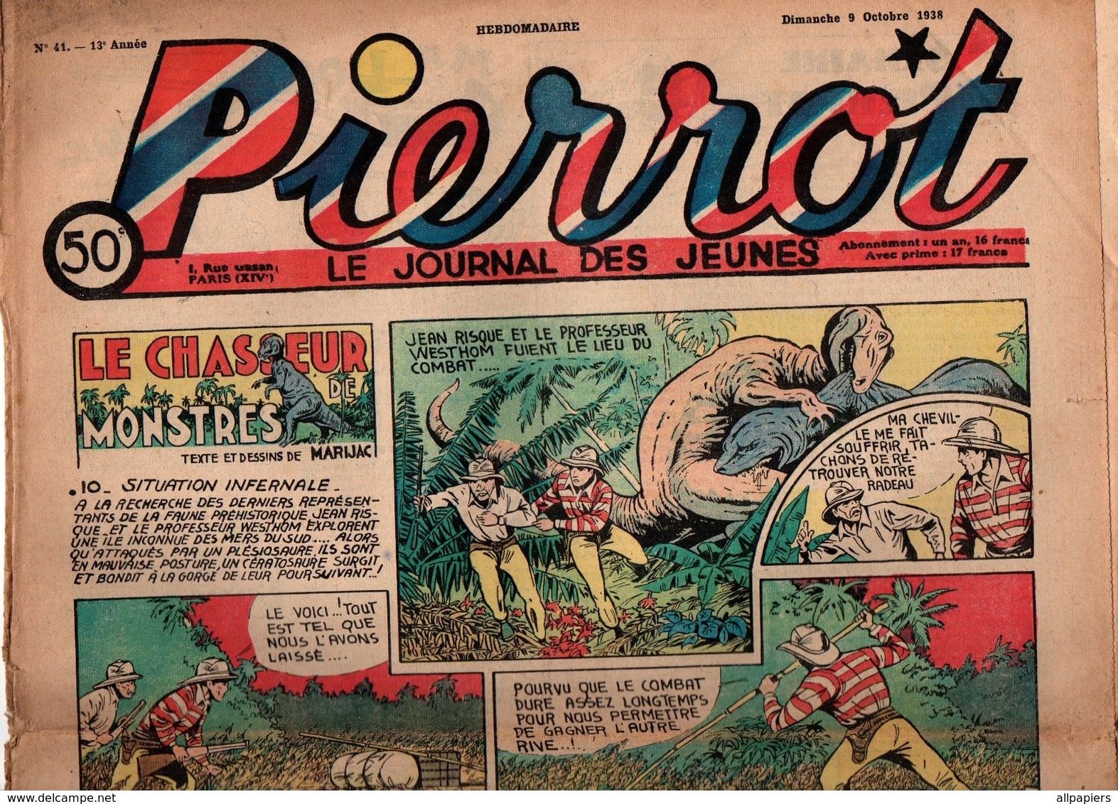 Pierrot N°41 Le Chasseur De Monstres - Le Contre-torpilleur Terrible - Le Torpilleur Bourrasque De 1938 - Pierrot