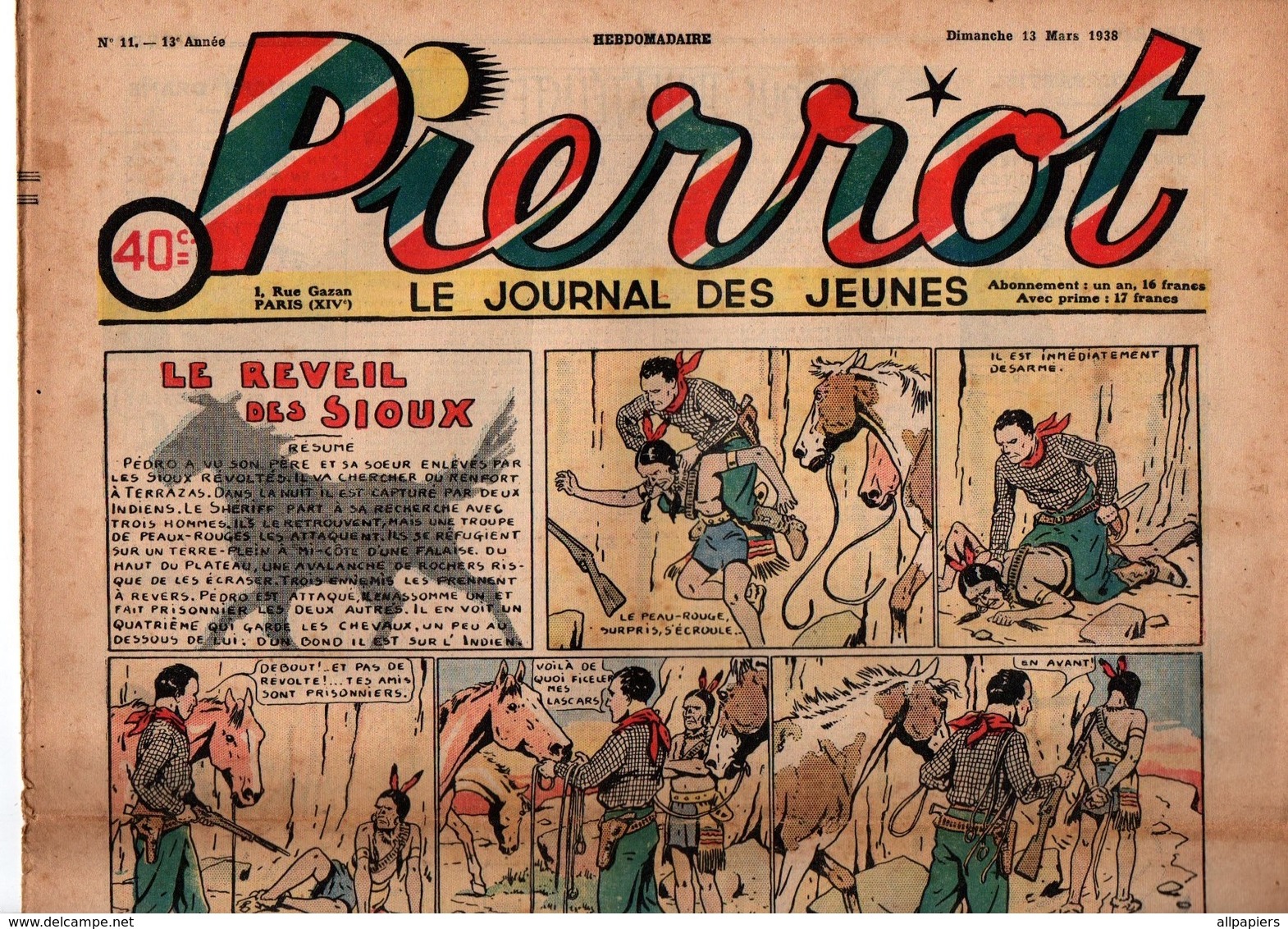 Pierrot N°11 Le Réveil Des Sioux - Parlons Aviation Construire En Maquette La Limousine PA M. 124 De 1938 - Pierrot