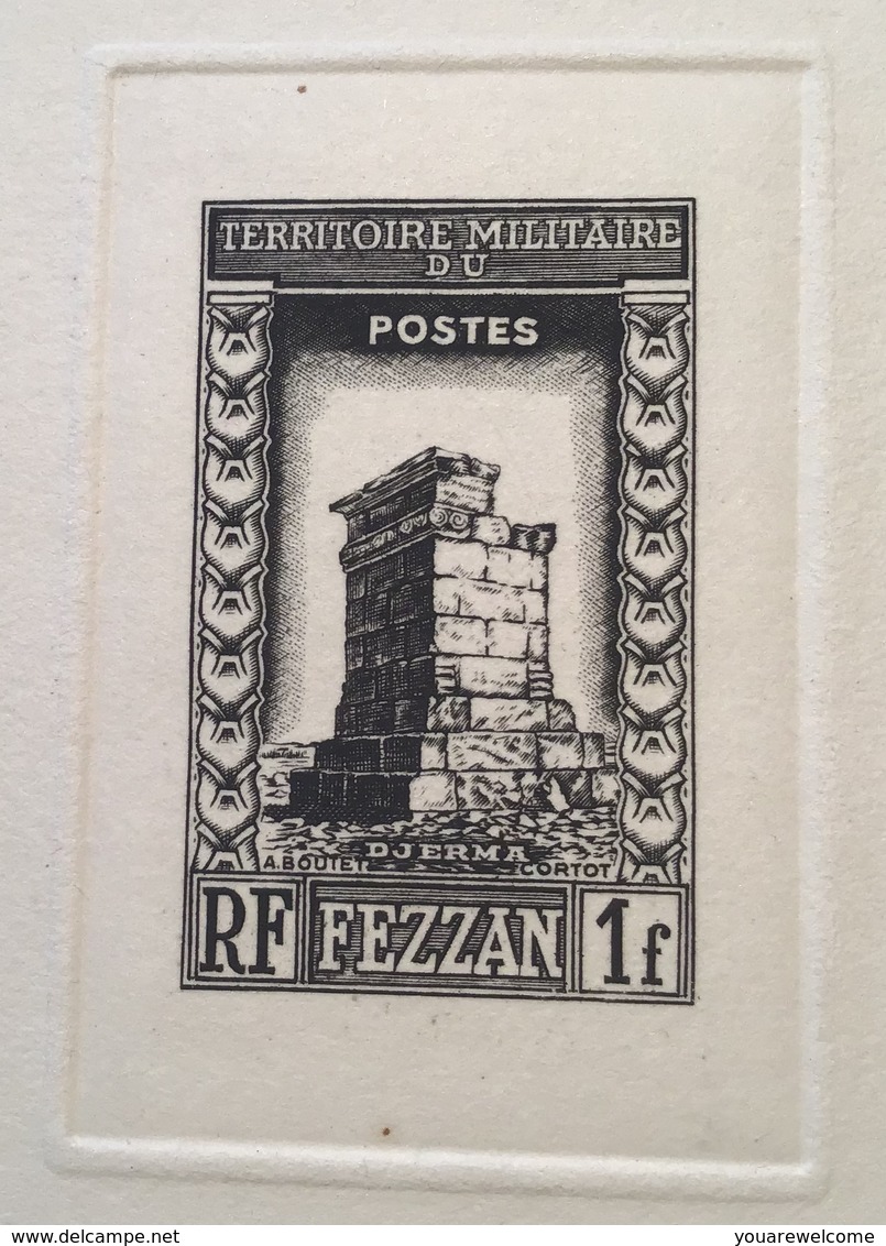 Fezzan 1949 Architecture Djerma EPREUVE DE LUXE COLLECTIVE 43-44(die Proof Libya Italia Colonie Libia France Roman - Unused Stamps