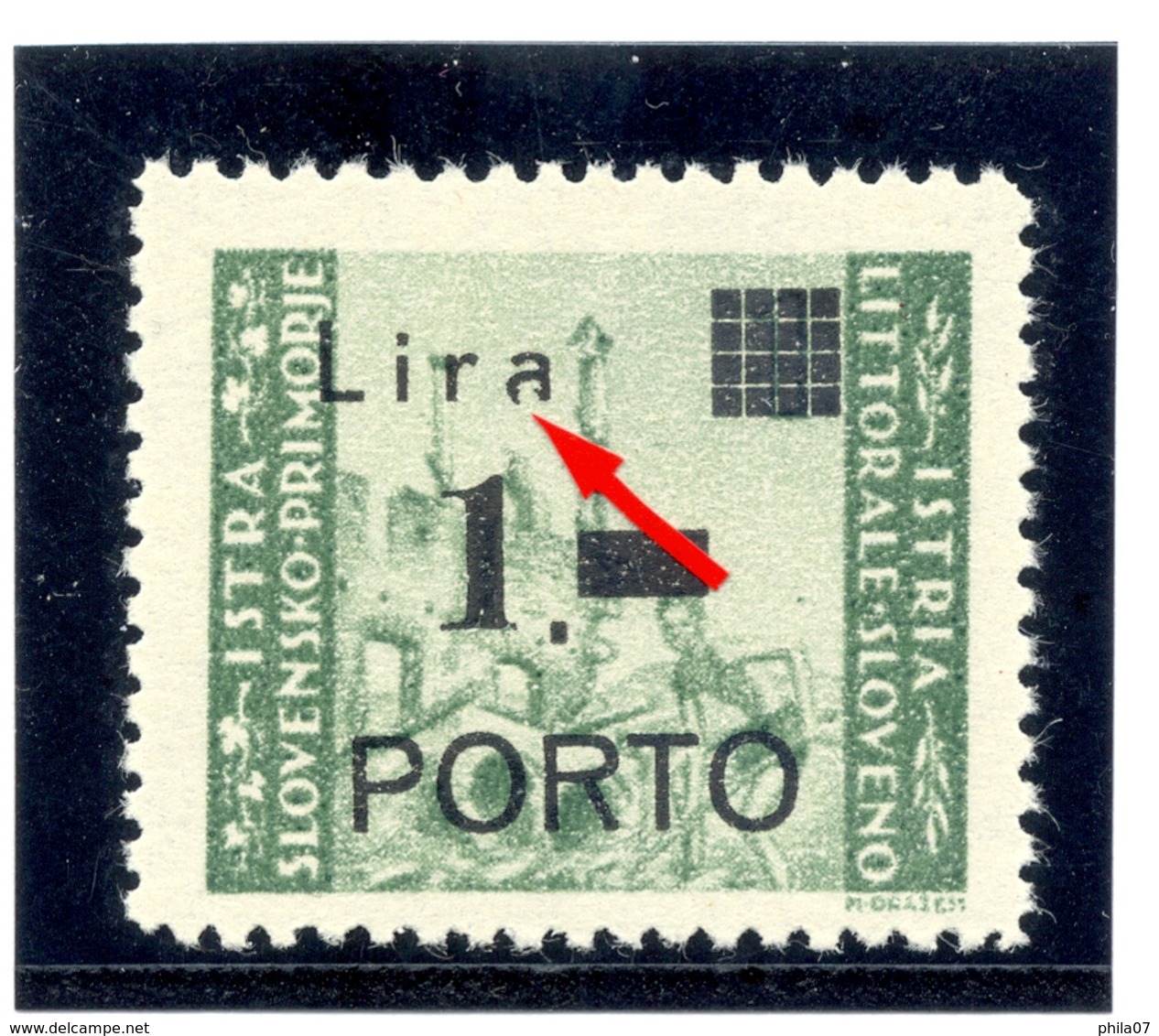 Italy, Yugoslavia - PS No. 8 With Error Of Overprint D08-32, Novakovic, MNH - Joegoslavische Bez.: Slovenische Kusten