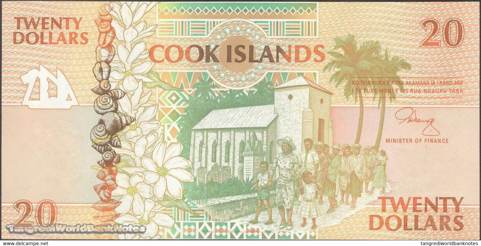 TWN -  COOK ISLANDS 9a - 20 Dollars 1992 Prefix AAA - Ngaputoru & Mangaia AU/UNC - Cook