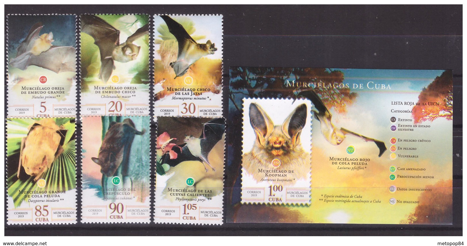 2019 Bats 6 Values Set+s/s  MNH - Used Stamps