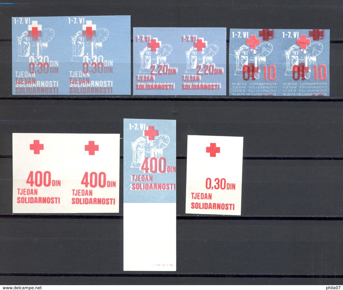 Yugoslavia - Lot Of Charity Stamps Week Of Solidarity, Various Phase Of Print, Color Shift, T/B Print Etc. Very Attracti - Beneficenza