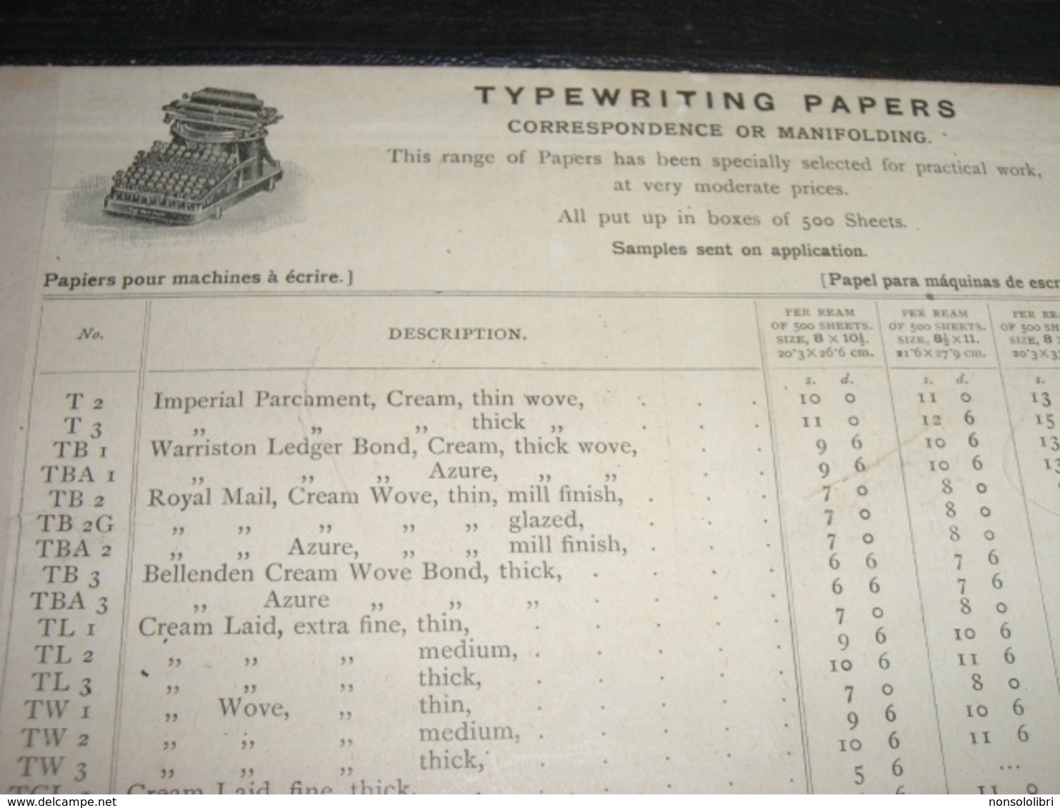 CUSTODIA PER CARTA PER MACCHINA DA SCRIVERE - Altri & Non Classificati