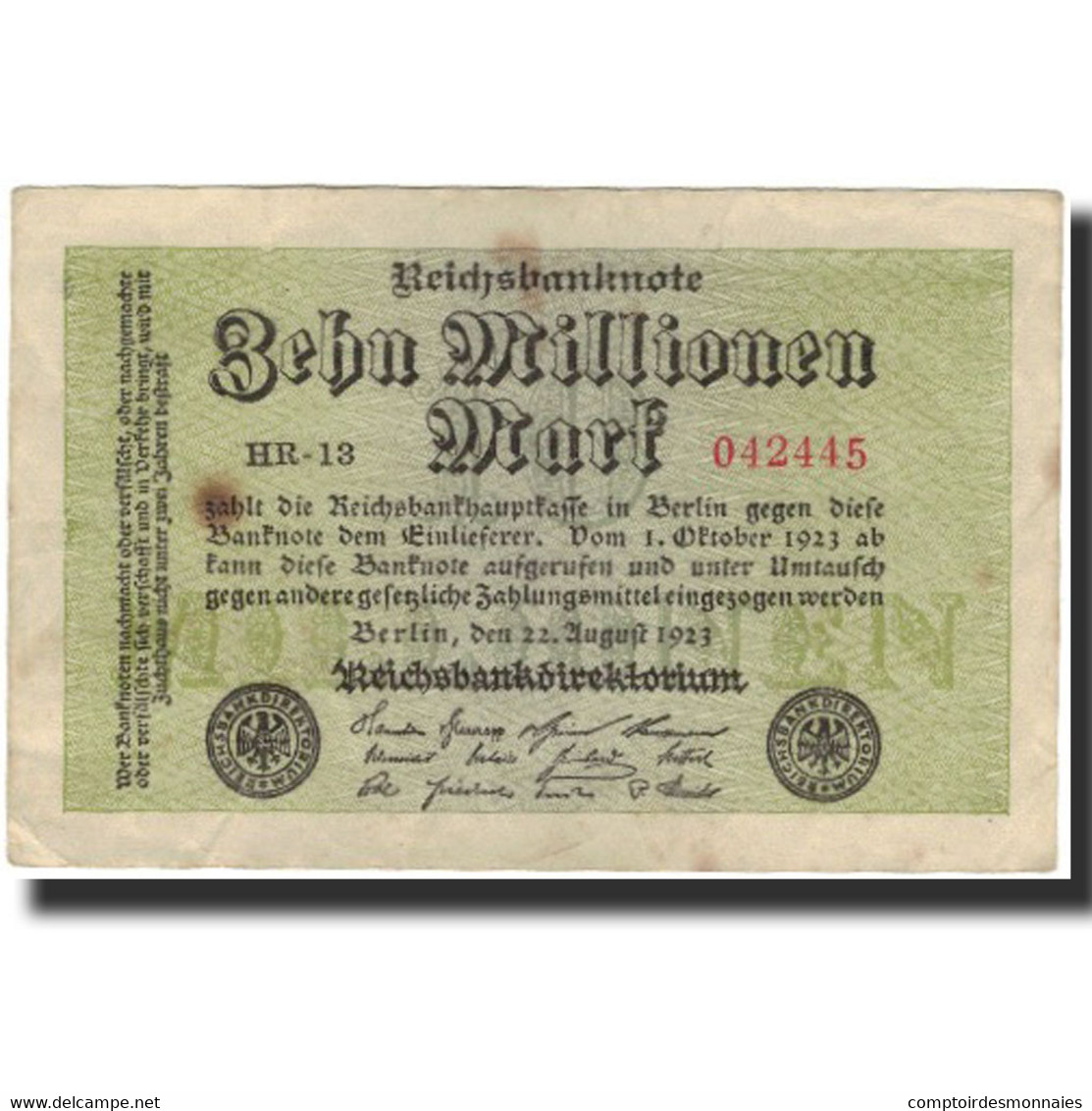 Billet, Allemagne, 10 Millionen Mark, KM:106c, TTB - 10 Mio. Mark