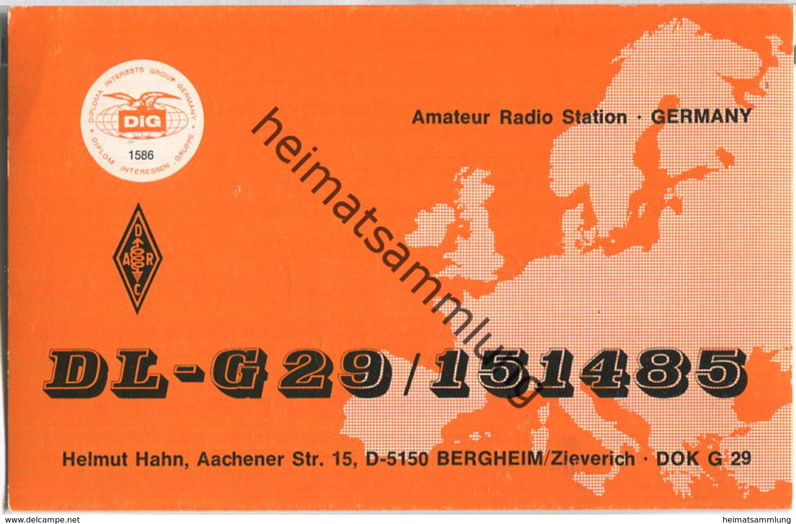 QSL - QTH - Funkkarte - DD5BY - Bergheim-Zieverich - Radio Amateur