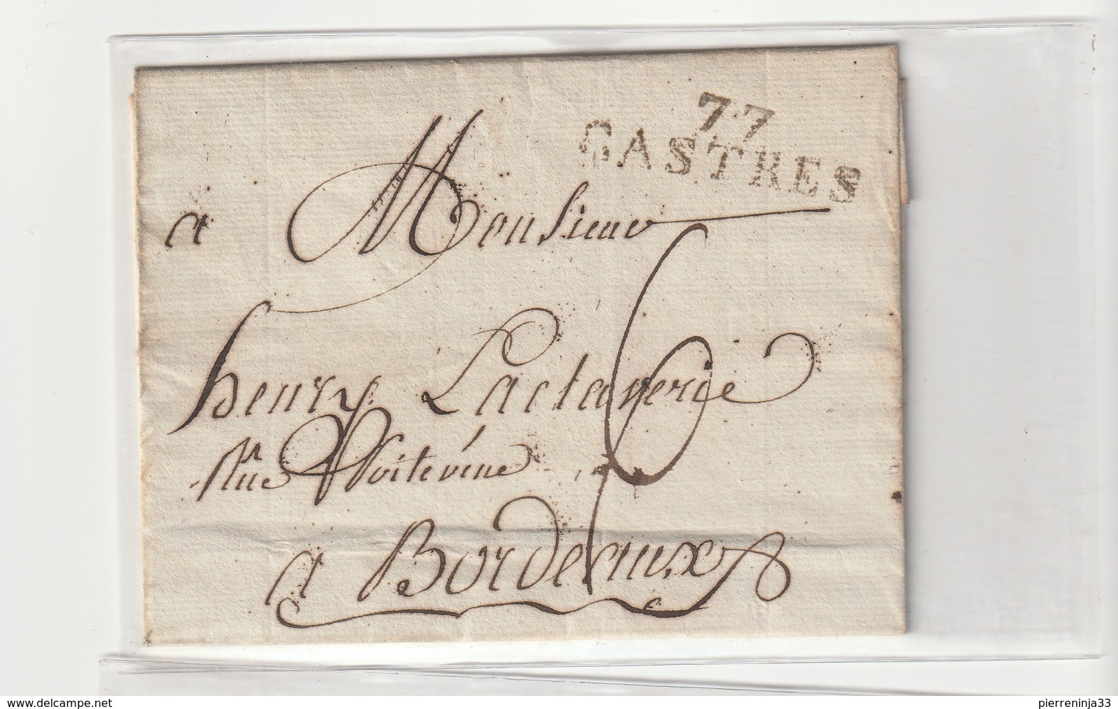 Lettre Avec Marque "77 /Castres" Pour Bordeaux Et Taxe 6 - 1801-1848: Vorläufer XIX