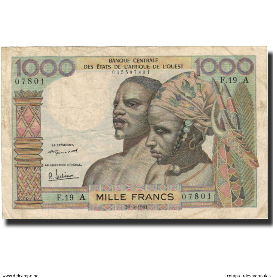 Billet, West African States, 1000 Francs, Undated (1959-65), KM:103Aa, TB+ - États D'Afrique De L'Ouest