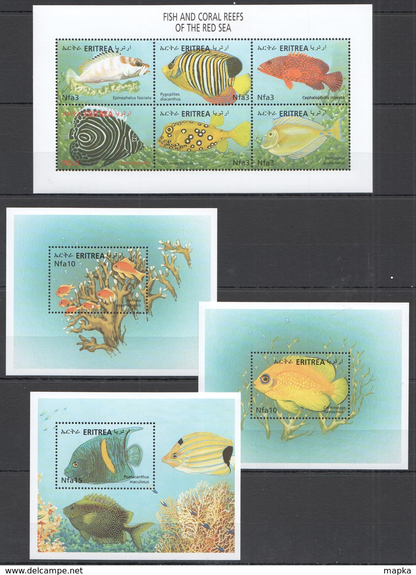 A072 ERITREA FAUNA MARINE LIFE FISH & CORAL REEFS OF THE RED SEA !!! KB+3BL MNH - Meereswelt