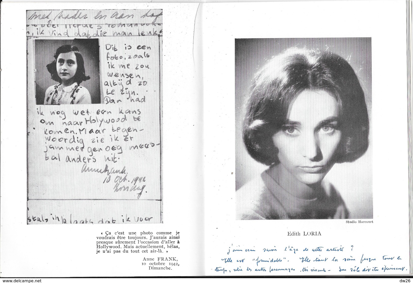 Programme Théâtre Montparnasse Gaston Baty - Pièce Le Journal D'Anne Frank Avec Michel Etcheverry 1958 - Programma's
