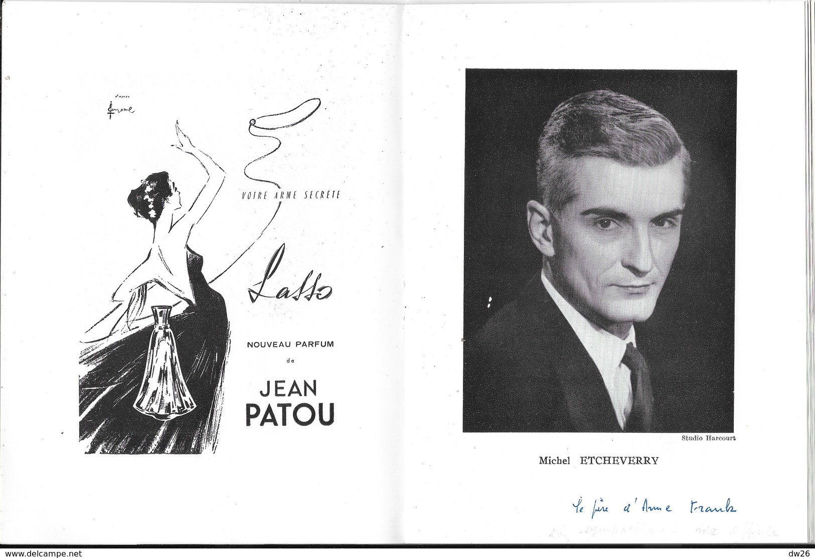 Programme Théâtre Montparnasse Gaston Baty - Pièce Le Journal D'Anne Frank Avec Michel Etcheverry 1958 - Programma's