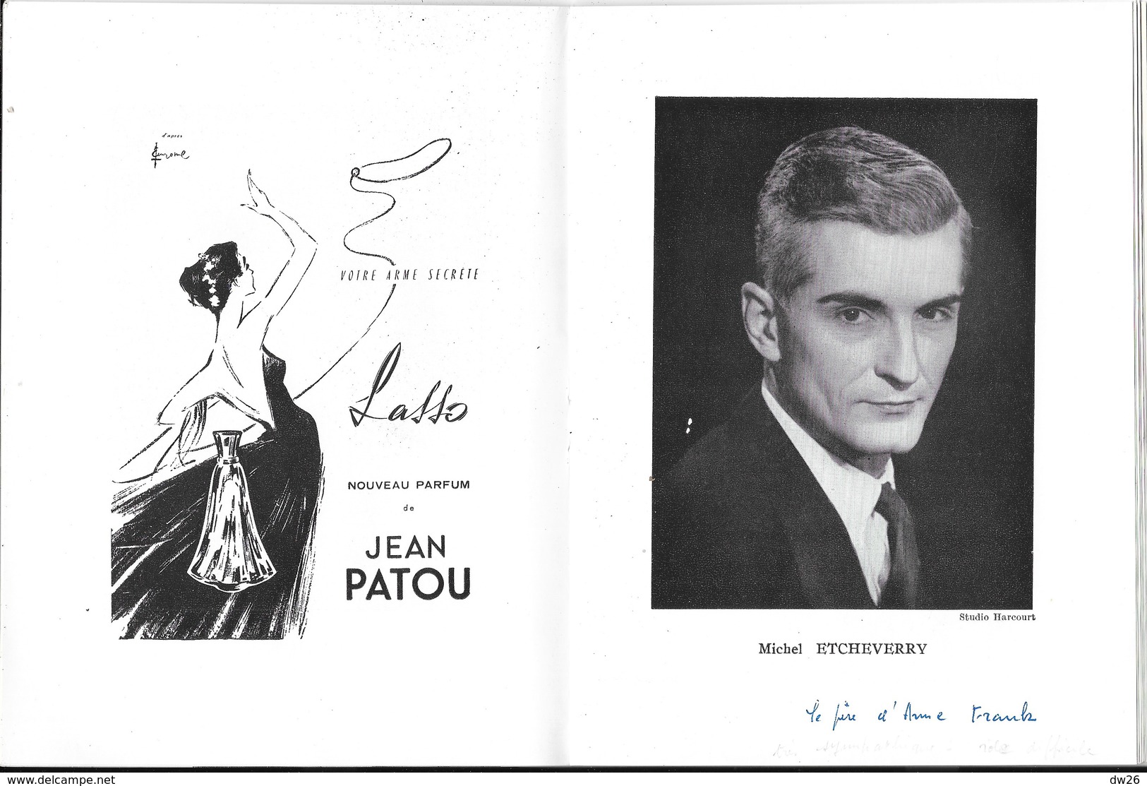 Programme Théâtre Montparnasse Gaston Baty - Pièce Le Journal D'Anne Frank Avec Michel Etcheverry 1958 - Programmes