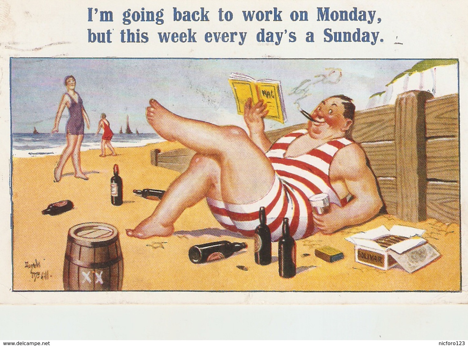 "Donald McGil. I'm Going Back To Work On Monday"  Humorous Vintage English Postcard - Mc Gill, Donald