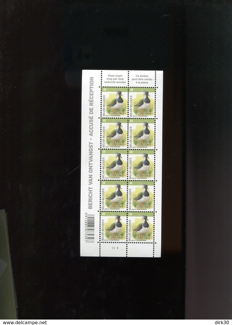 Belgie Buzin Vogels Birds Nr 4367 2e Druk LICHTGROEN !!! AR Volledig Velletje  MNH Plaatnummer 1 - 1985-.. Oiseaux (Buzin)