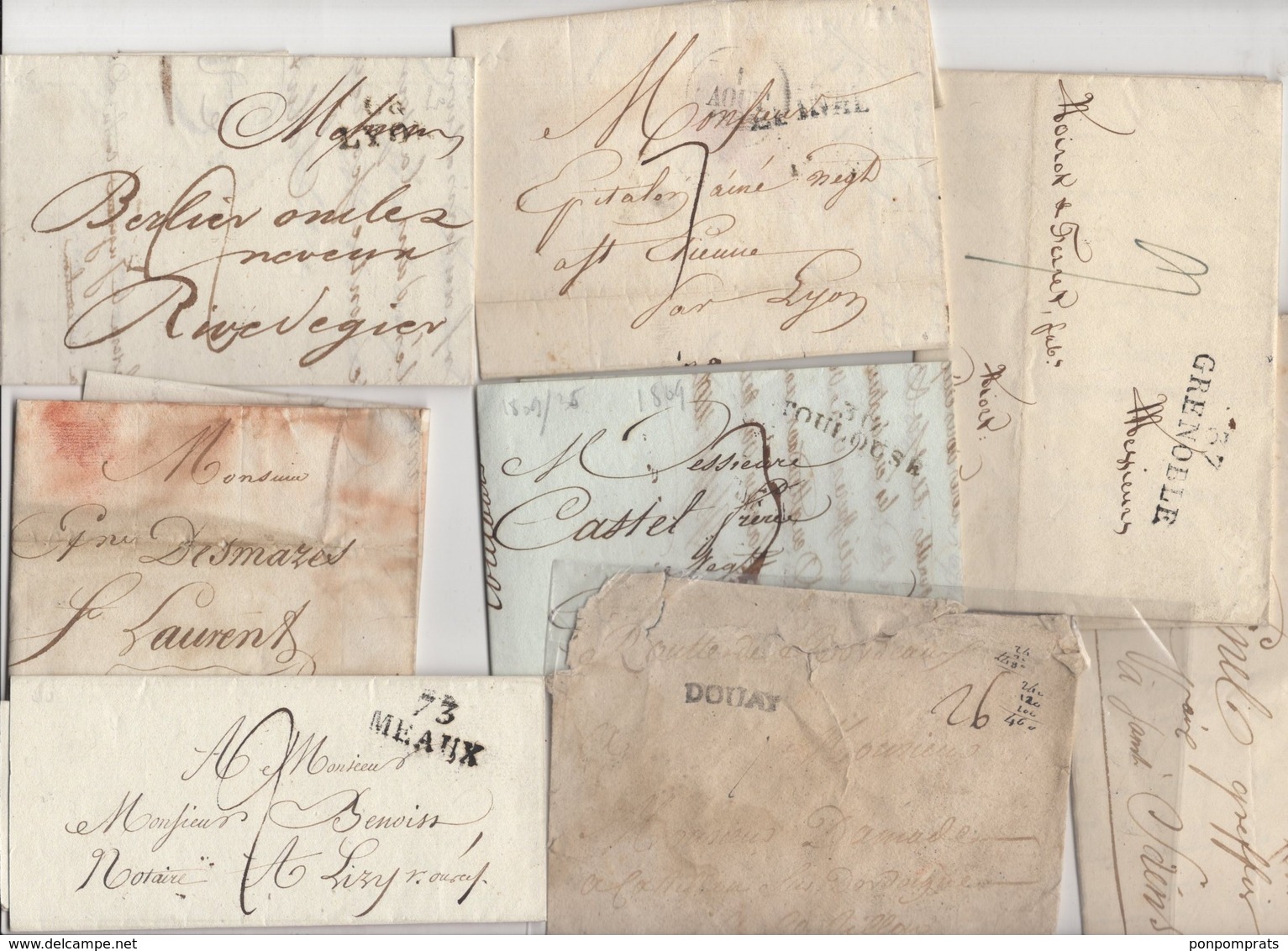 Lot De 30 Plis Des 18° Et 19° Siecles Avec Marques Postales Linéaires Avec Ou Sans Texte - 1801-1848: Voorlopers XIX