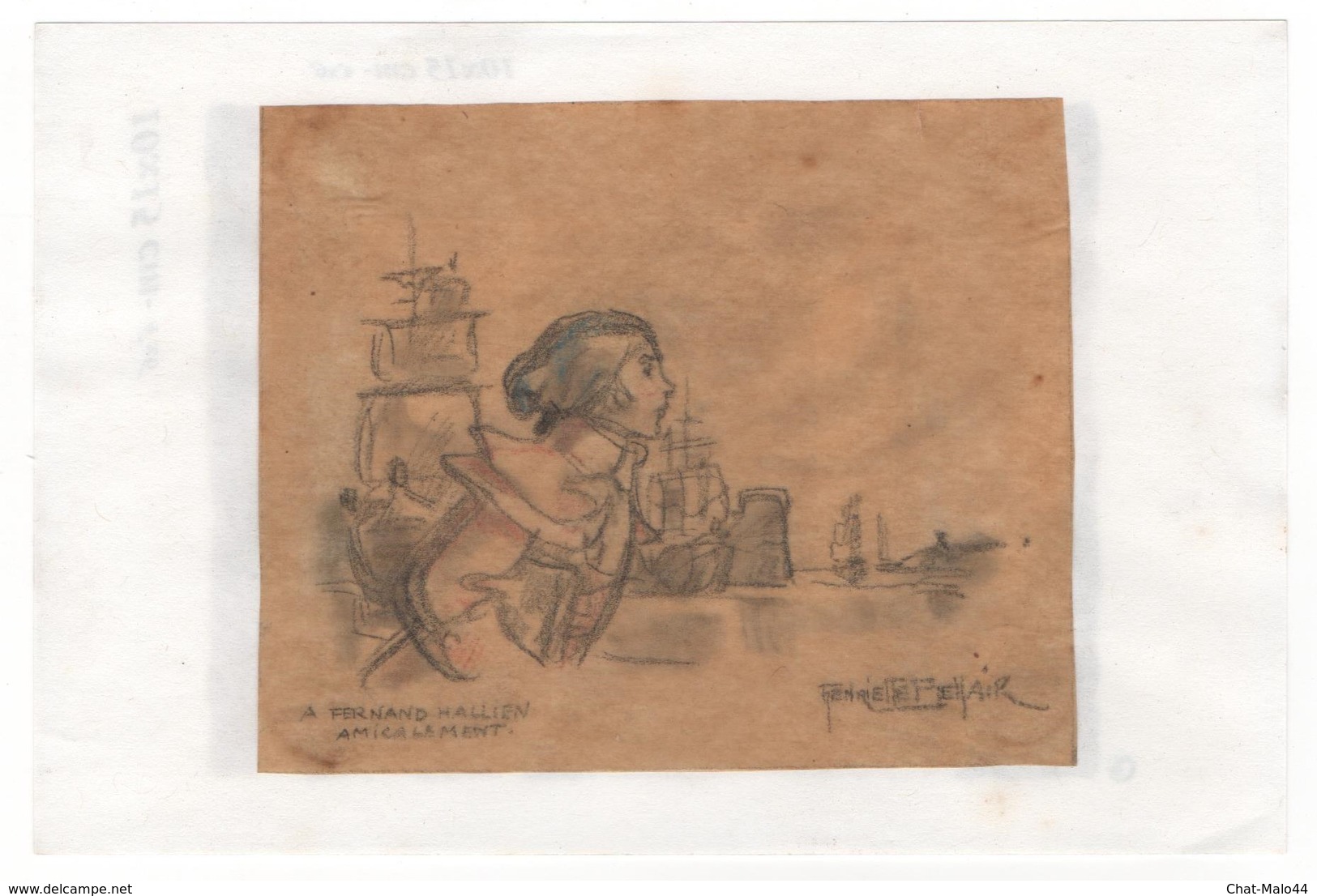 Henriette Bellair - Paris 17 Décembre 1904/Nantes 2 Juin 1963. Dessin Au Crayon De Bois Sur Calque Pour Fernand Hallien - Autres & Non Classés