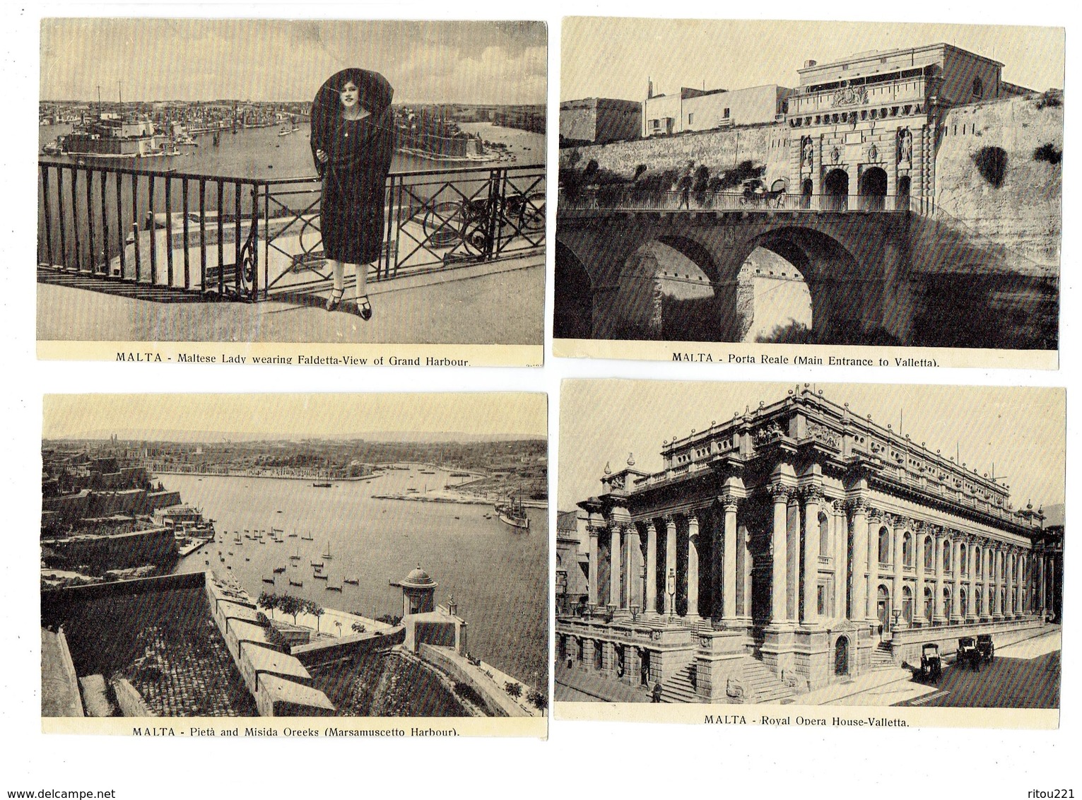 Lot 15 Cpa - Malta - Maltese Lady OPERA Auberge CASTILLE VALLETTA FLORIANA - Malte