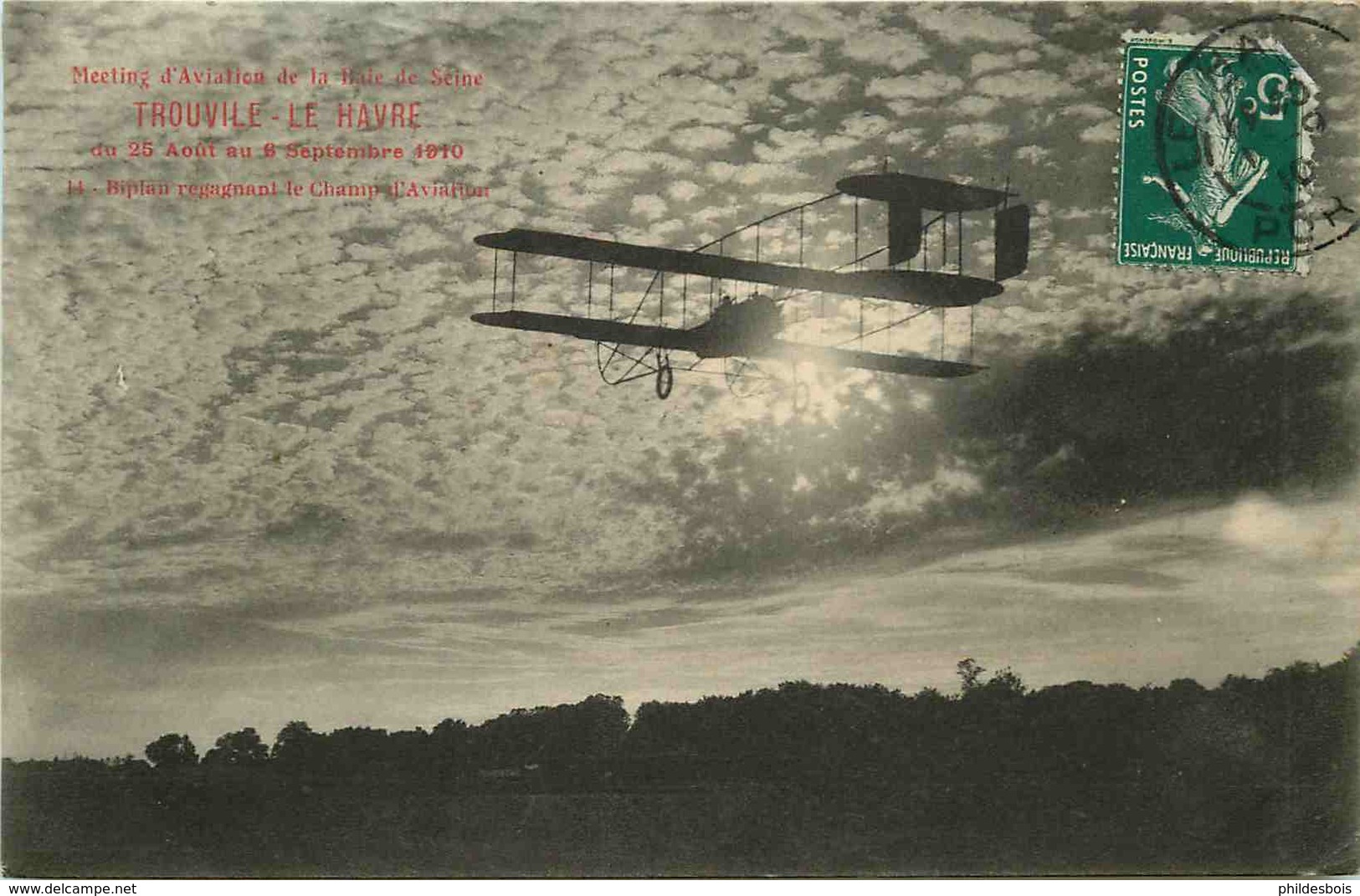 MEETING AVIATION DE LA BAIE DE SEINE  TROUVILE  LE HAVRE  Biplant Regagnant Le Champ D'aviation - 1914-1918: 1st War