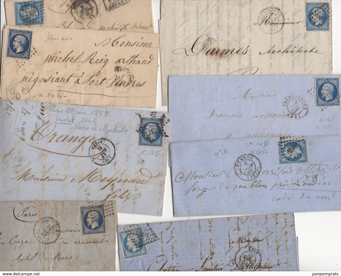 Lot De 50 Plis Lettres Classiques De France Avec Timbres Classiques De FRANCE  Avec Ou Sans Texte - 1849-1876: Période Classique