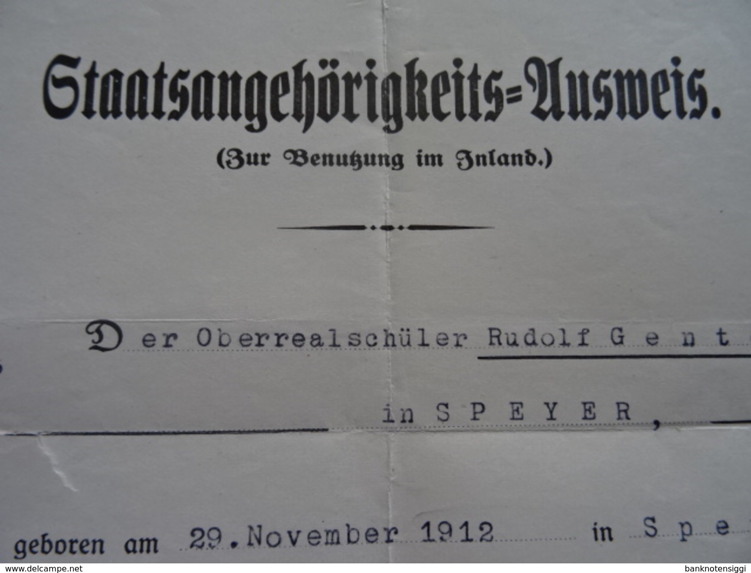 Original Staatsangehörigkeits - Ausweis Freistaat Bayern 1932 - Documenti Storici