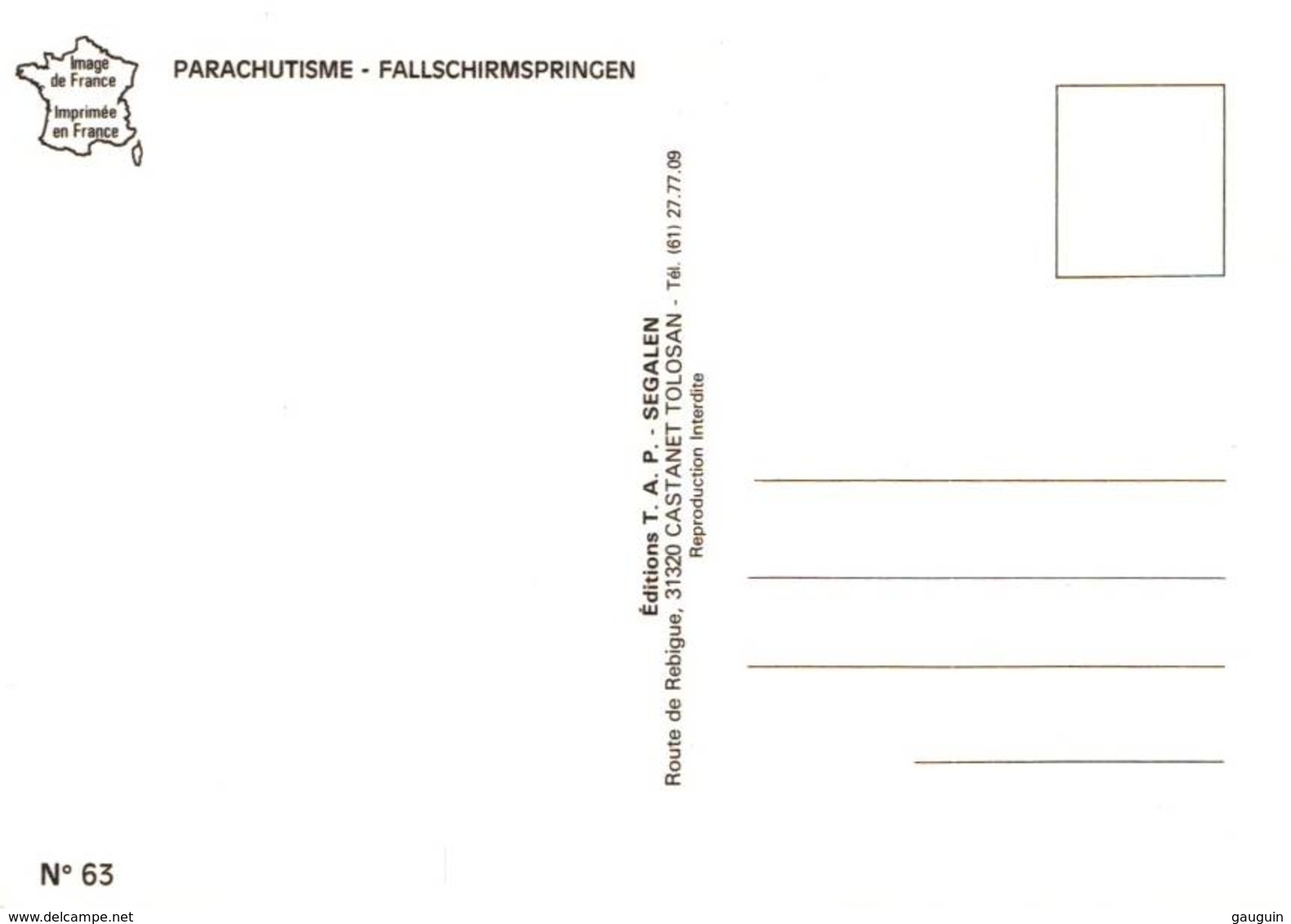 CPM - PARACHUTISME - Edition T.A.P. Segalen - Manoeuvres