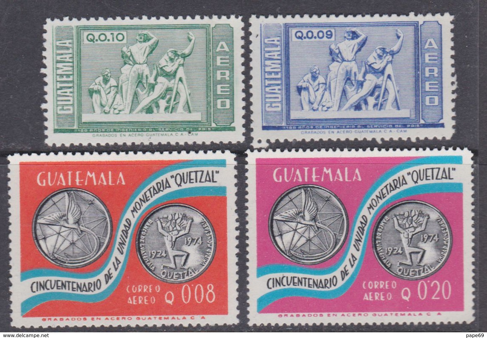 Guatemala PA N° 607 / 10 XX : Les 4 Valeurs Sans Charnière, TB - Guatemala