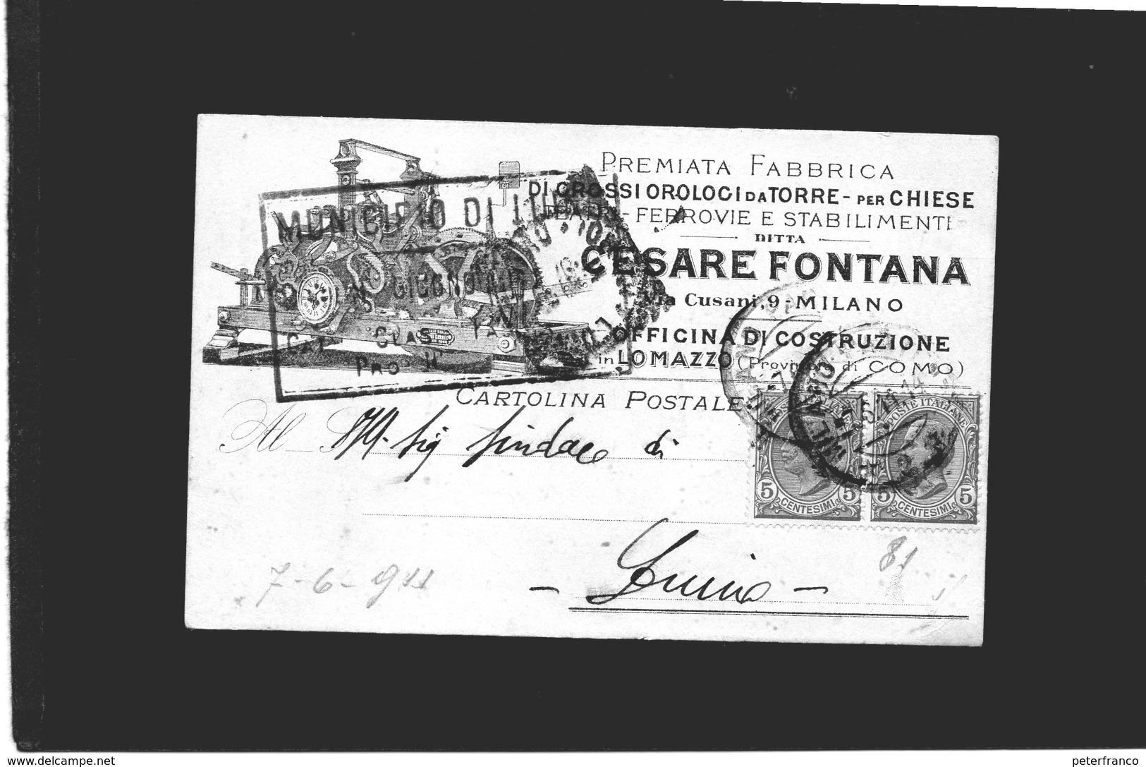 CG10 - Italia - Cartolina Postalle Da Milano 7/6/1911 Per Luino - Altri & Non Classificati