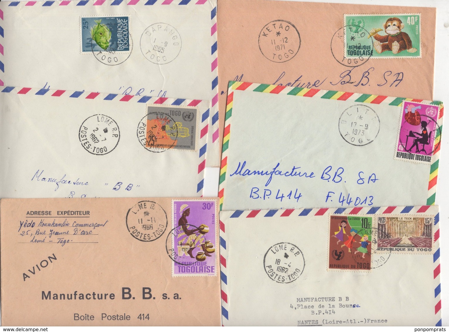 Lot De 26 Enveloppes Avec Timbres Du TOGO Après L'Indépendance Affranchissements Très Varié - Togo (1960-...)