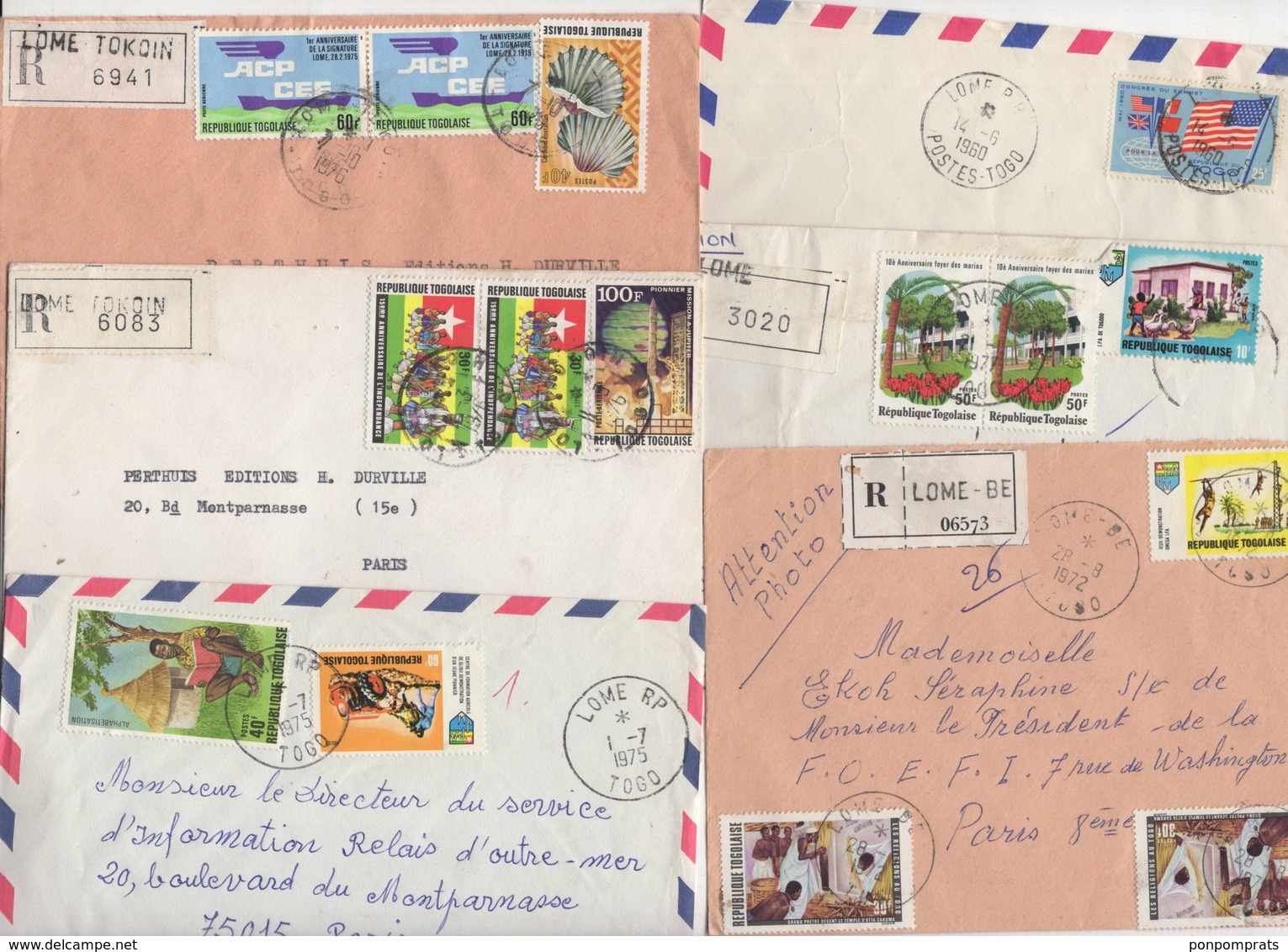 Lot De 26 Enveloppes Avec Timbres Du TOGO Après L'Indépendance Affranchissements Très Varié - Togo (1960-...)