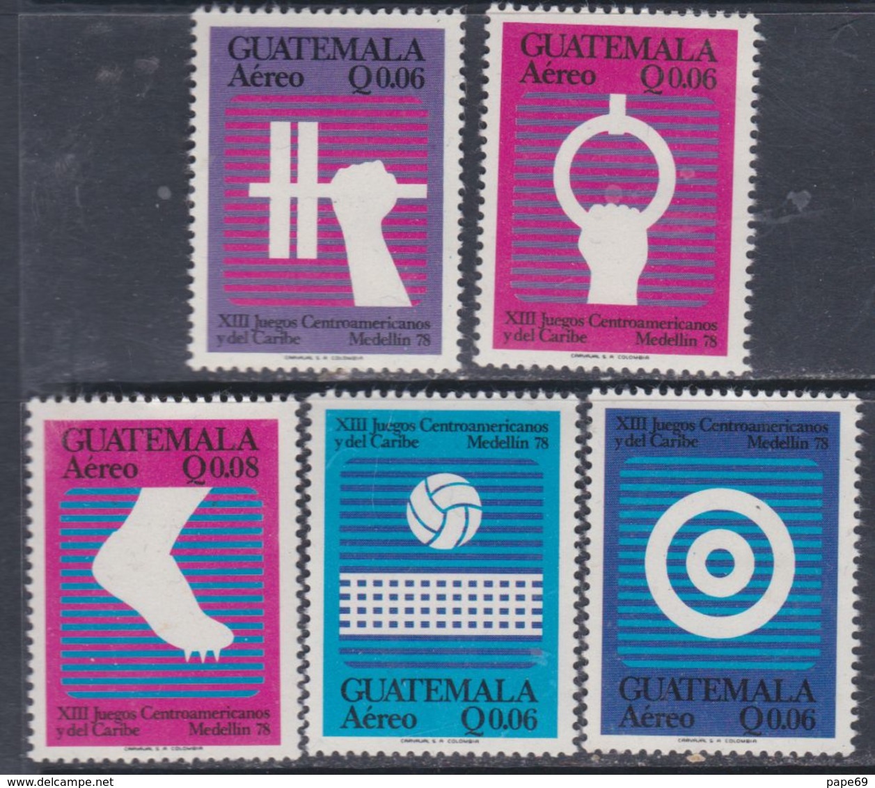 Guatemala PA N° 646 / 50 XX : "Medellin'78" Jeux D'amérique Centrale Et Des Caraïbes. La Série Des 5 Vals Sans Cha., TB - Guatemala