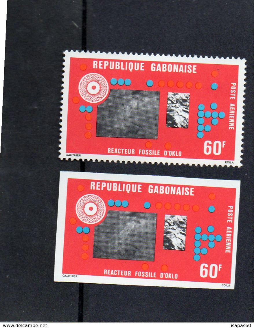 République Gabon - 2 Timbres " Réacteur Fossile D ' Oklo " Poste Aérienne, Neuf Dont Un Non Dentelé - Gabon