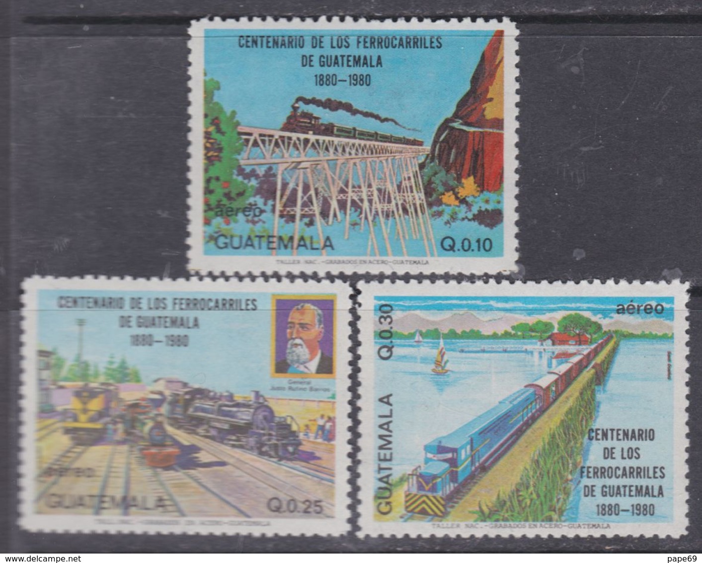 Guatemala PA N° 762 / 64 XX : Centenaire Des Chemins De Fer Du Guatelama, Les 3 Valeurs Sans Charnière, TB - Guatemala