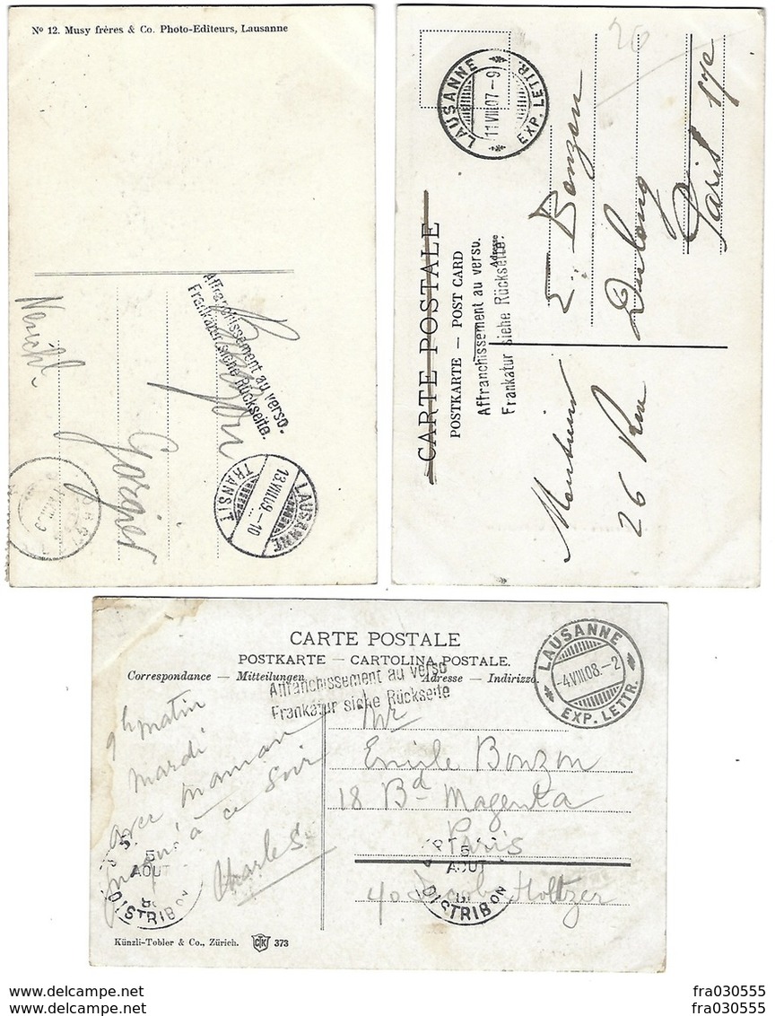 SUISSE - LAUSANNE - Lot De 7 CPA - 1902 à 1909 - Lausanne