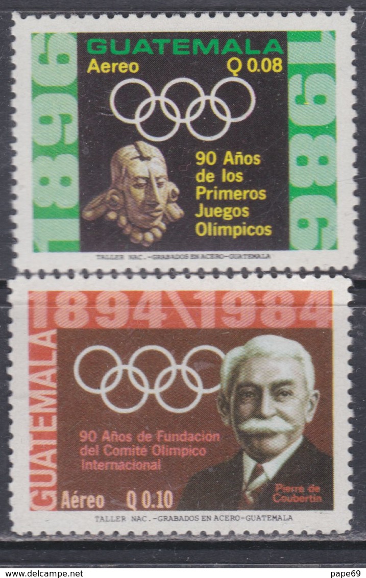 Guatemala PA N° 802 / 03 XX : 90è Anniversaire Des Jeux Olympiques Modernes. Les 2 Valeurs Sans Charnière, TB - Guatemala