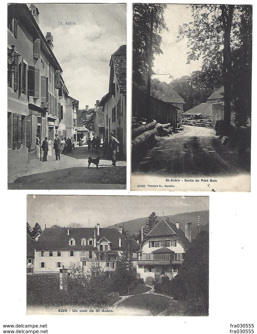 SUISSE - SAINT-AUBIN - Lot De 3 CPA - 1906 à 1909 - Saint-Aubin/Sauges