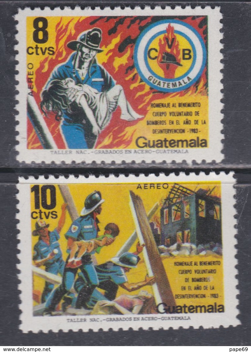 Guatemala PA N° 806 / 07 XX : Hommage Au Corps Des Sapeurs-pompiers Volontaires. Les 2 Valeurs Sans Charnière, TB - Guatemala