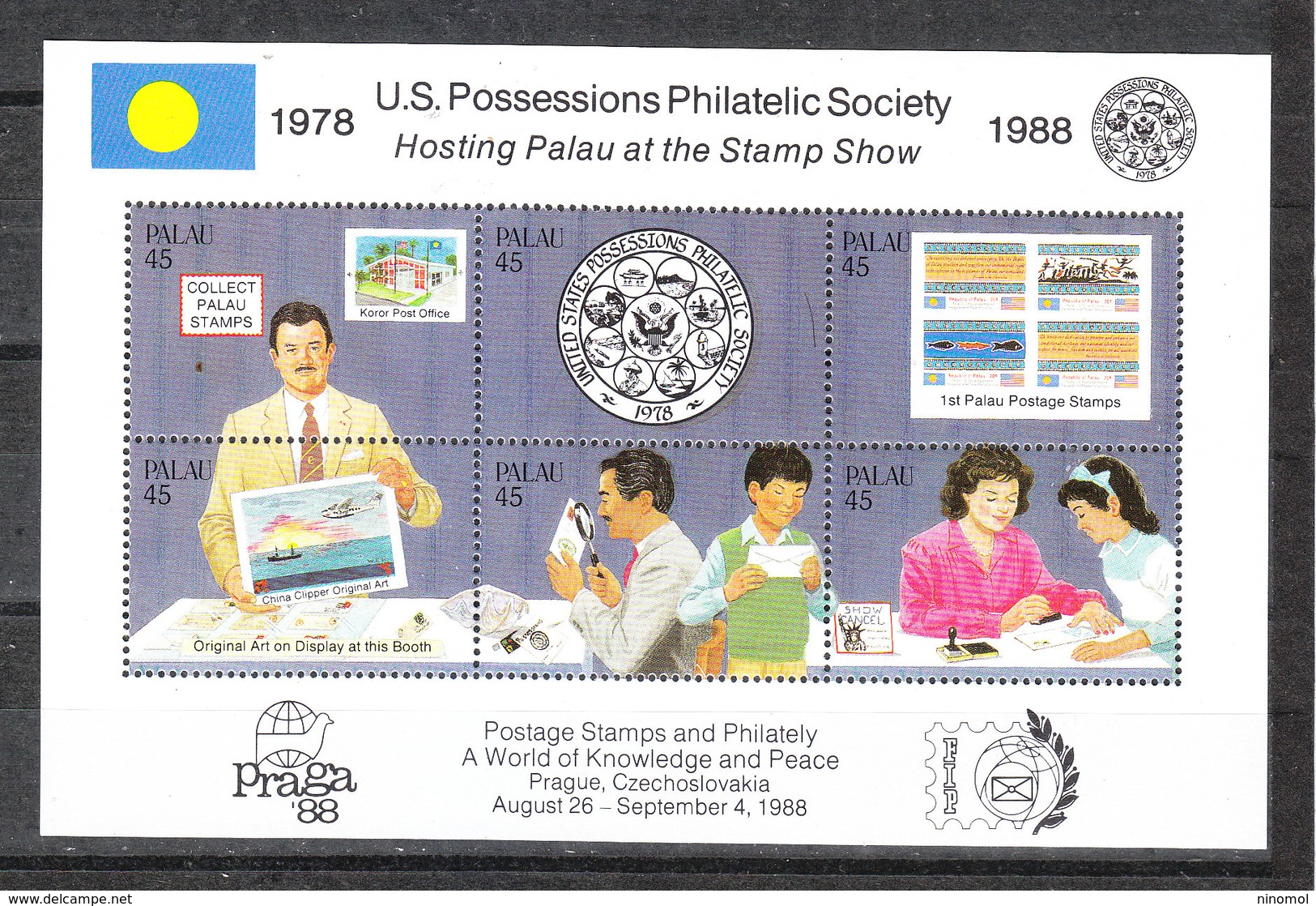 Palau - 1988. Expo Praga 88. Ufficio Postale.Post Office. MNH Sheet - Posta