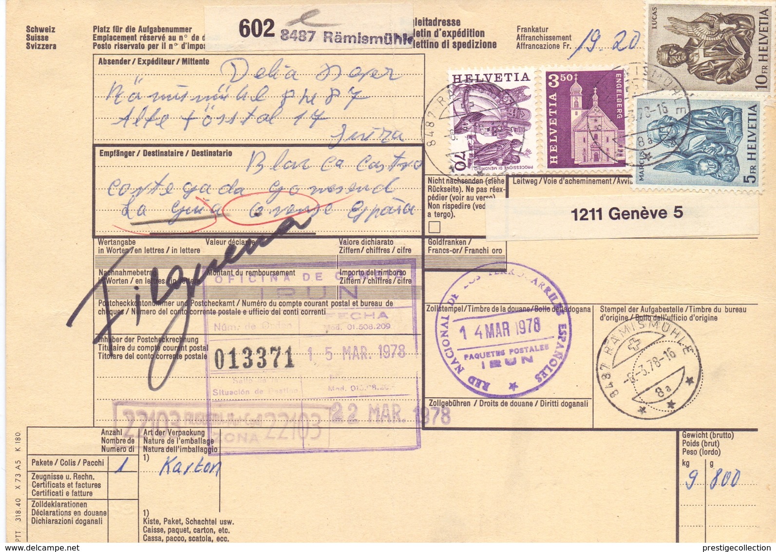 SWITZERLAND DELIVERY BULLETIN + I PARCELS 1977  (FEB20885) - Posta