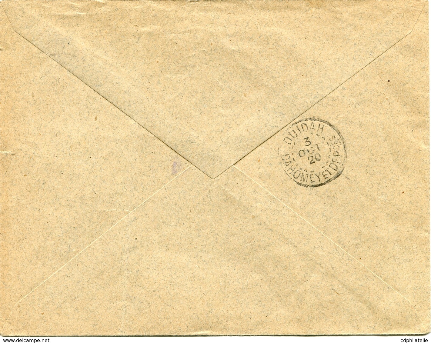 DAHOMEY LETTRE AVEC AFFRANCHISSEMENT 1/2 TIMBRE DEPART PORTO-NOVO 30 SEPT 20 DAHOMEY POUR LE DAHOMEY - Storia Postale