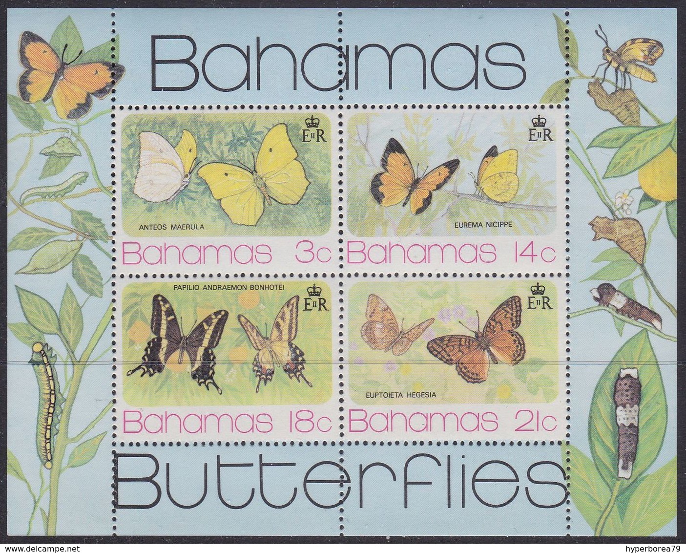 Bahamas 378/81 - Butterflies 1975 M/S - MNH - Farfalle