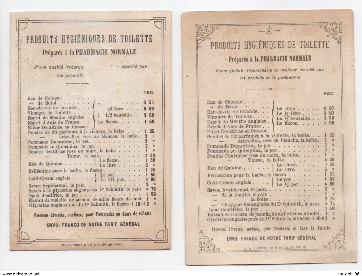 - 2 CHROMOS PHARMACIE NORMALE - PRODUITS HYGIÉNIQUES DE TOILETTE - LES PETITS MÉDECINS - - Altri & Non Classificati