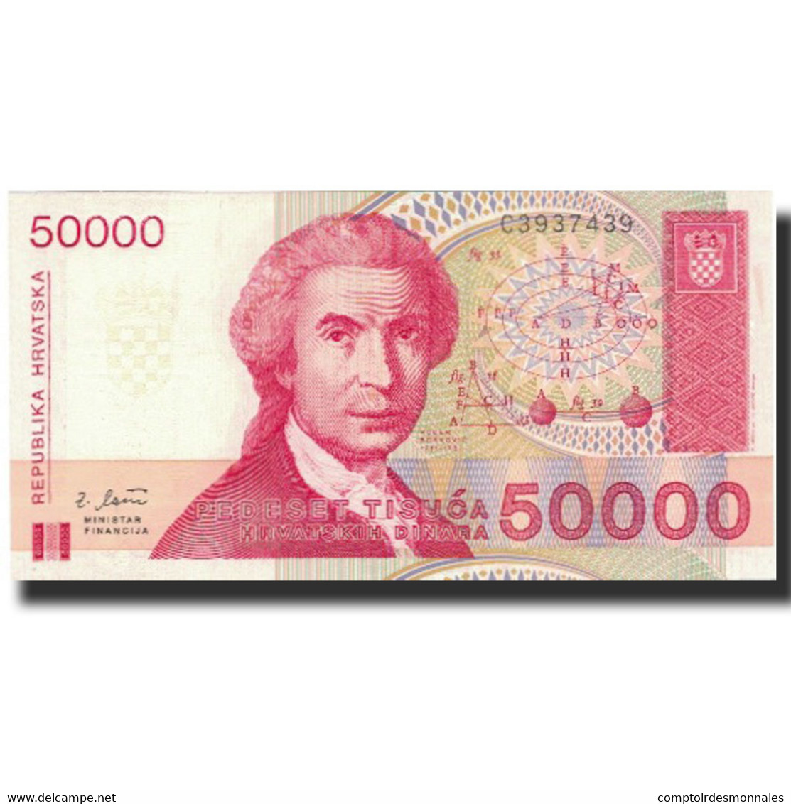 Billet, Croatie, 50,000 Dinara, 1993, 1993-05-30, KM:26a, SPL - Croatie