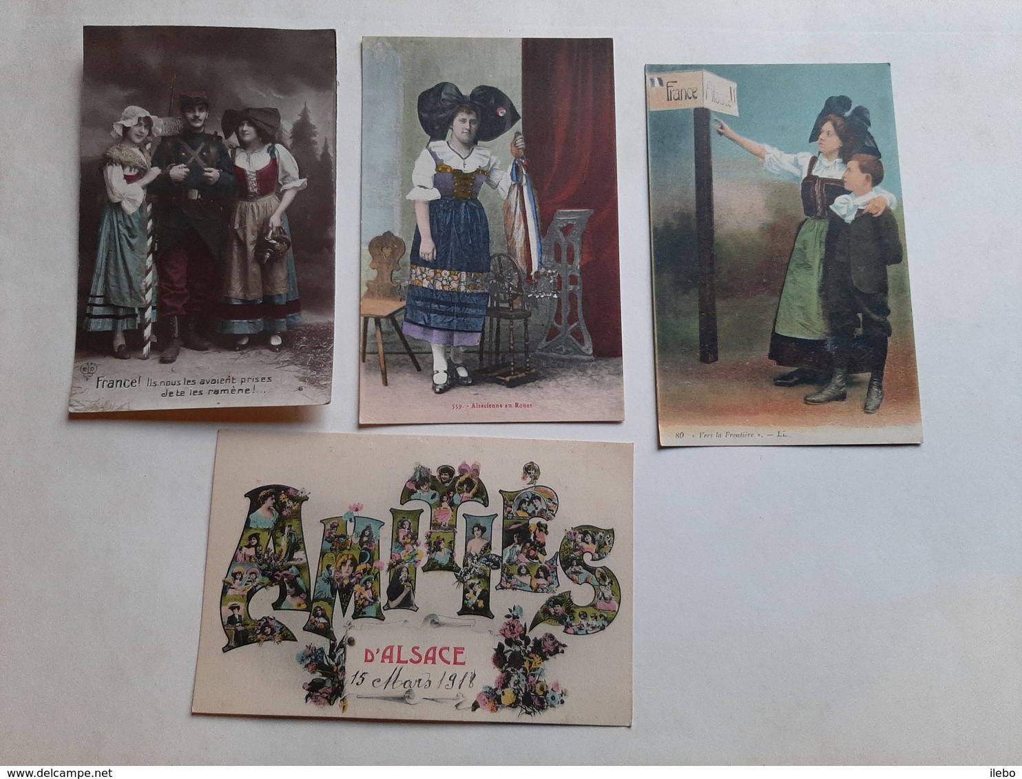 Lot 4 Cartes Alsace Patriotique Amitiés - Souvenir De...