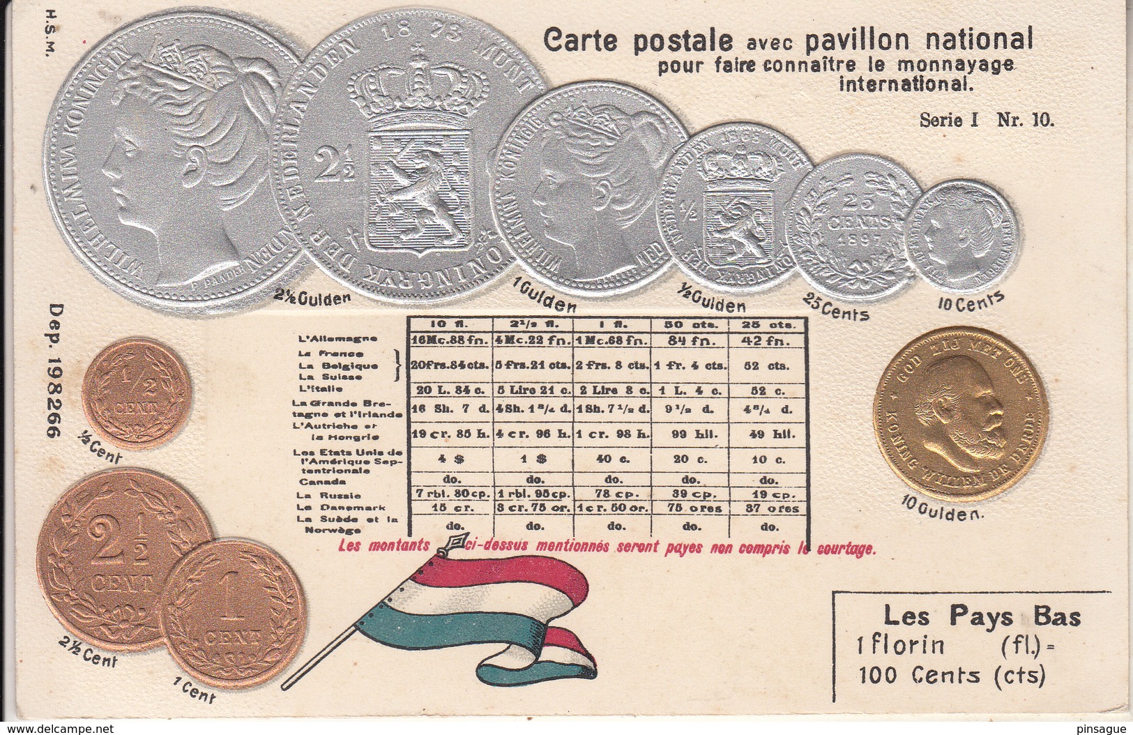 MONNAIE  Du PAYS BAS    CARTE GAUFRÉE - Coins (pictures)