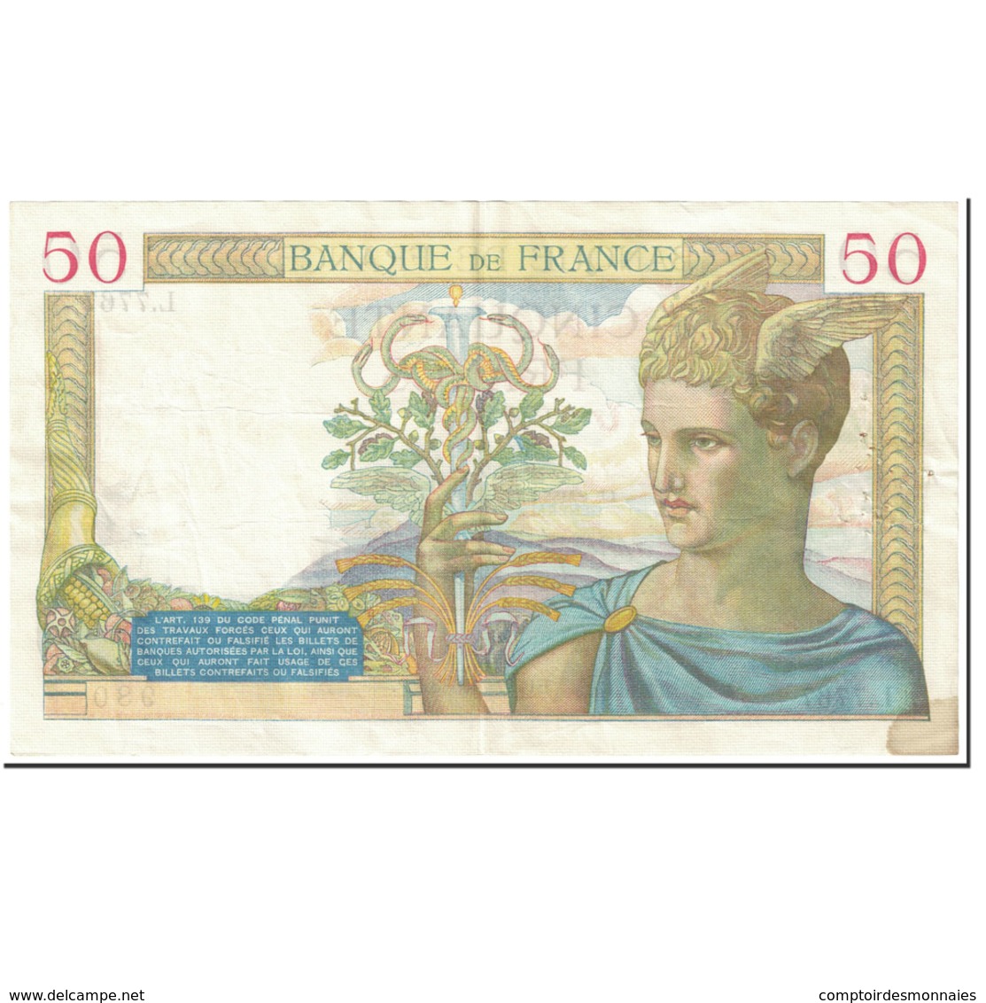 France, 50 Francs, Cérès, 1938, 1938-03-17, TB, Fayette:18.10, KM:85b - 50 F 1934-1940 ''Cérès''