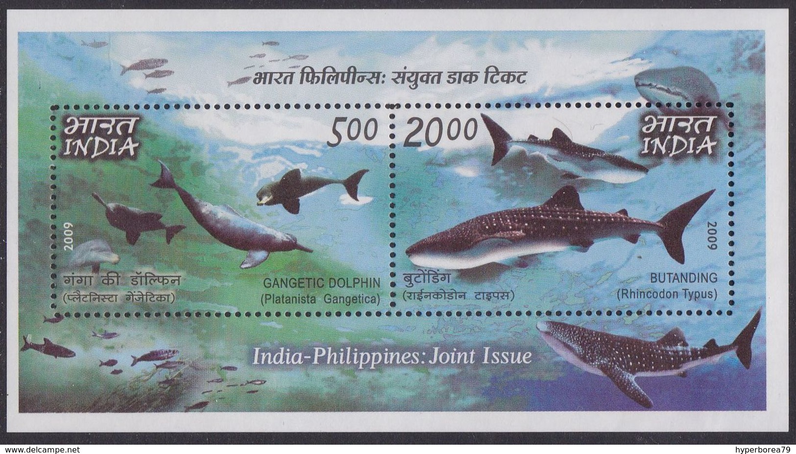 India 2439/40 - Dolphins And Whales 2009 M/S - MNH - Balene