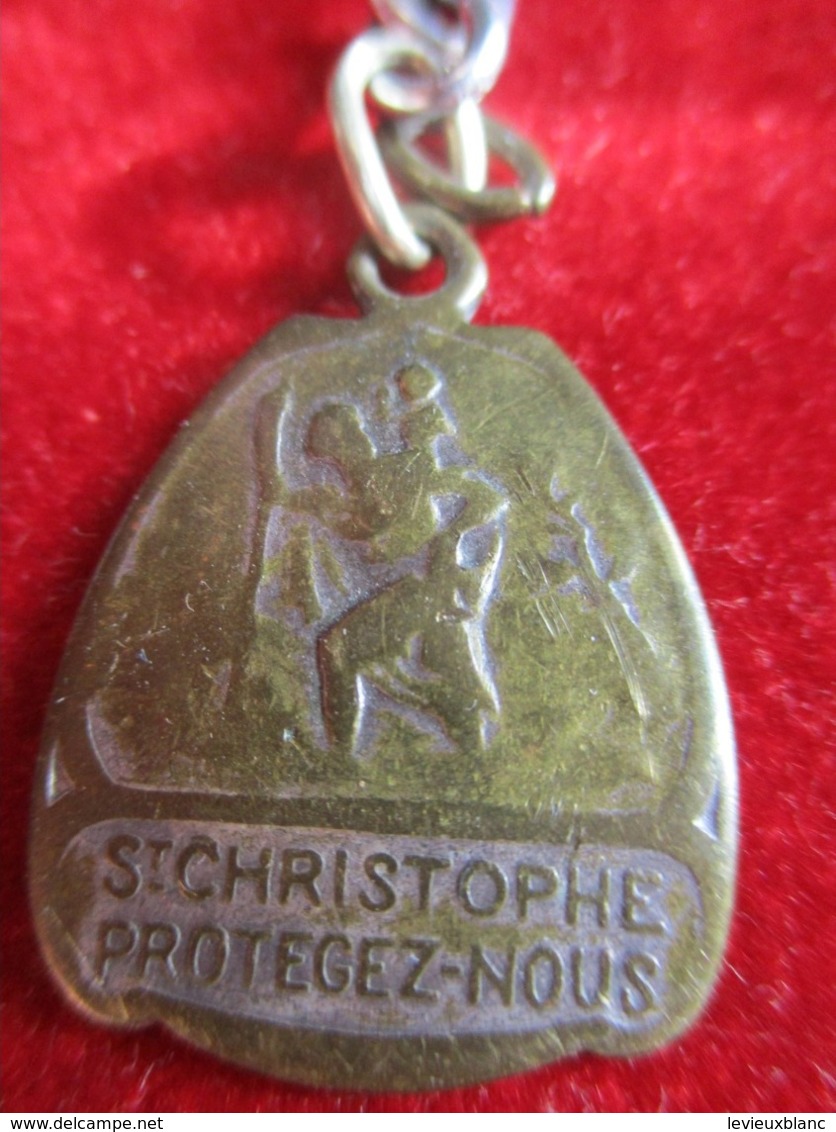 Médaille Religieuse Ancienne/Saint Christophe/Je Suis Catholique/accident/Demander Un Prêtre/Bronze/Début XXéme CAN820 - Religion & Esotericism