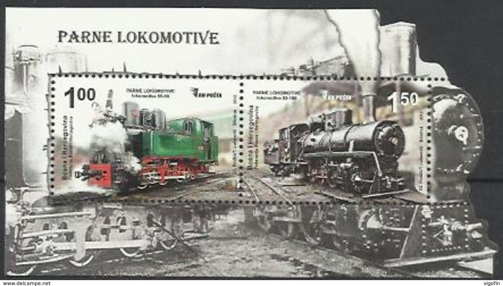 BH 2012-586-7 LOCOMOTIVE, BOSNA AND HERZEGOVINA, S/S, MNH - Bosnie-Herzegovine